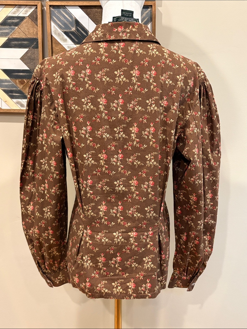 Vintage Ralph Lauren Country 90s Tailored Floral Cottagecore Puff Sleeve Blouse - Picture 7 of 12
